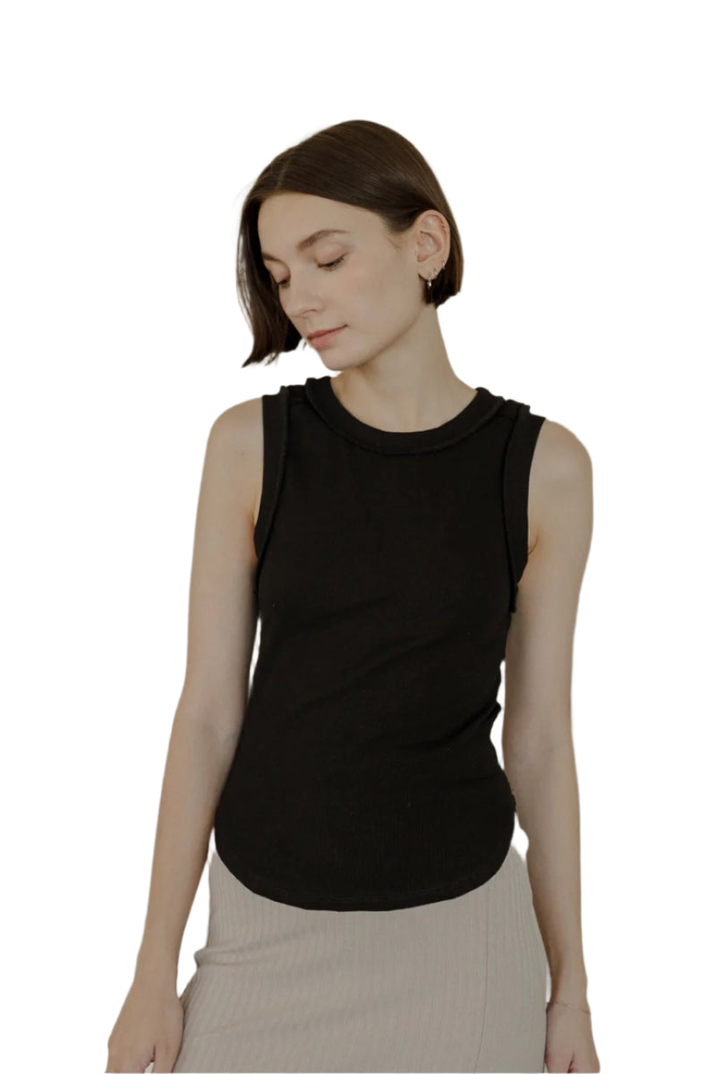 トップス andmary Sharon ribbon tops black TOPS