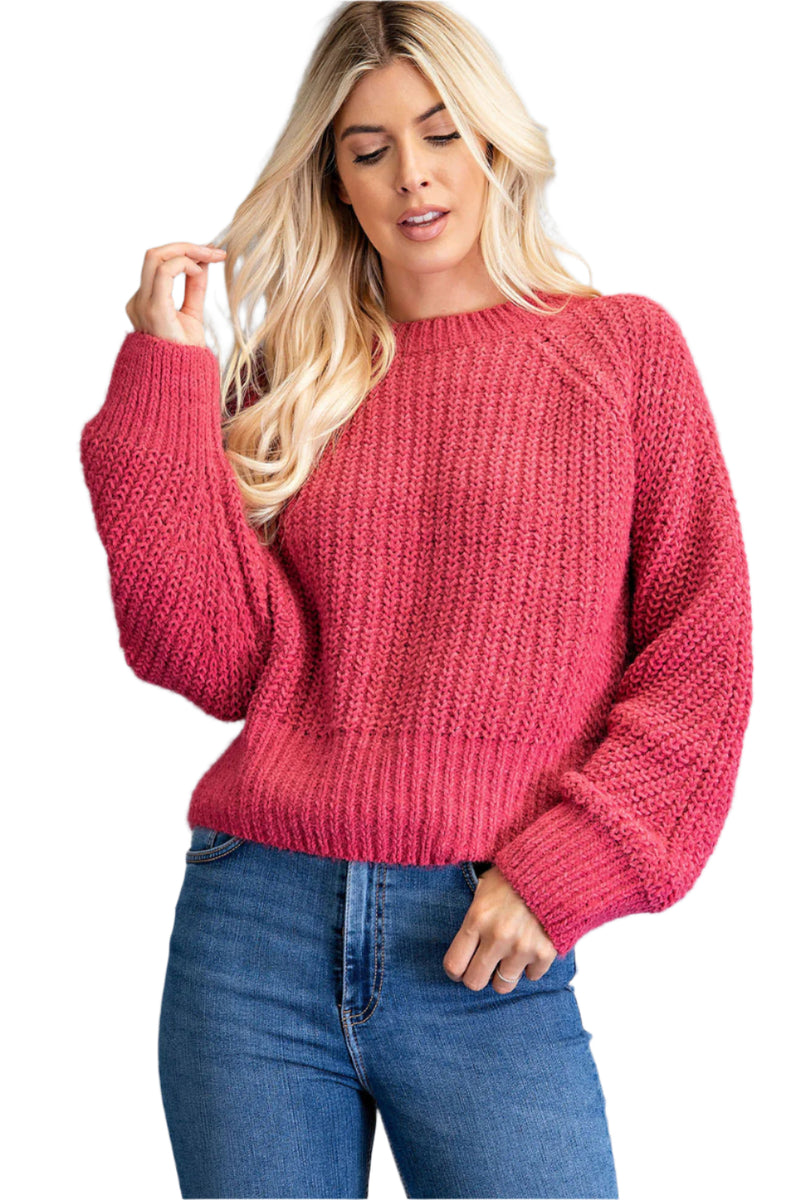 Glam Soft Knit Cherry Pink Cropped Sweater MiaRoba