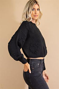 Glam Chunky Cropped Heart Sweater