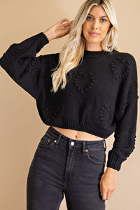 Glam Chunky Cropped Heart Sweater
